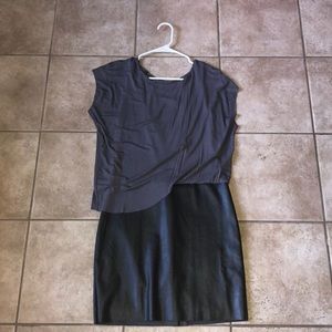 Stitchfix Gray top & bodycon leather skirt dress